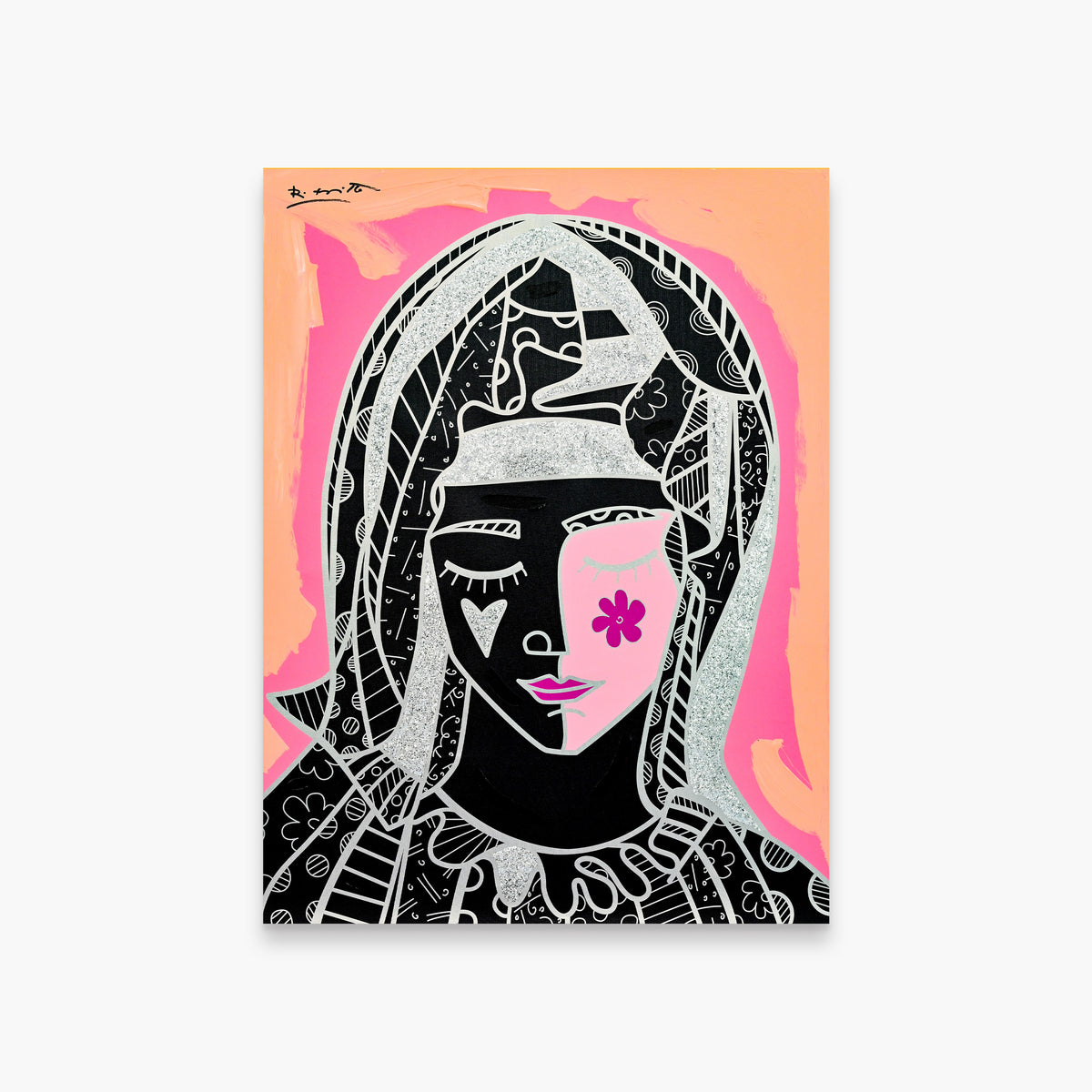 Mother In Pink Silver - Mixed Media Original