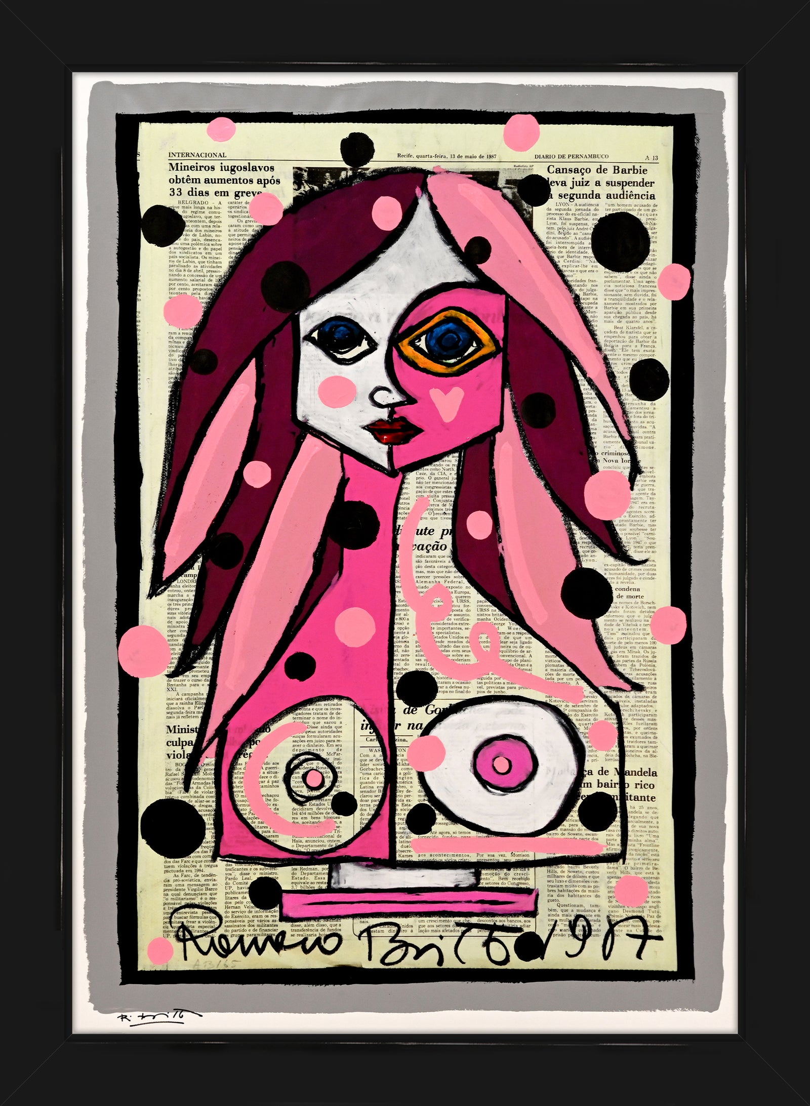 Deep Pink - Mixed Media Original