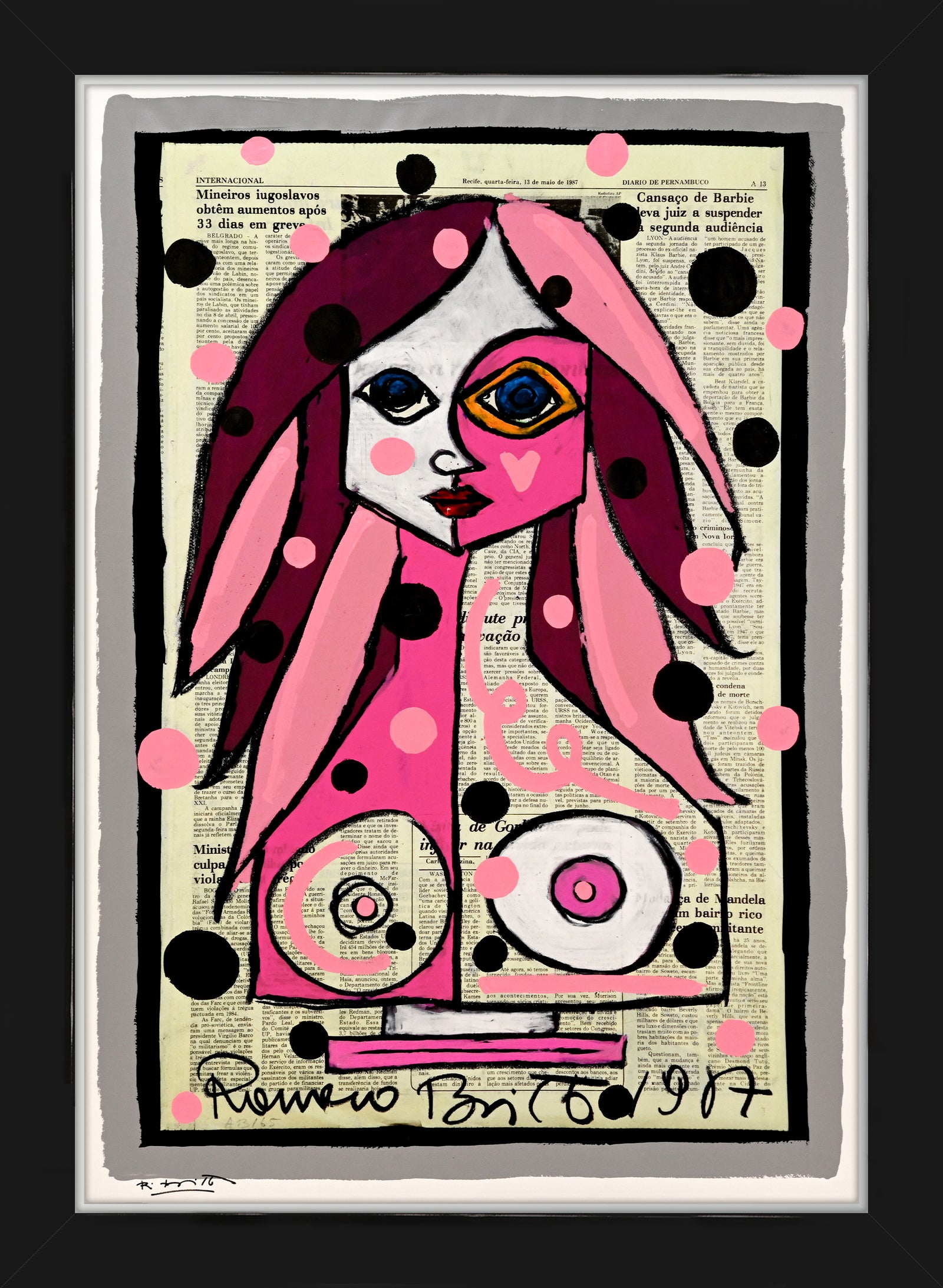 Deep Pink - Mixed Media Original