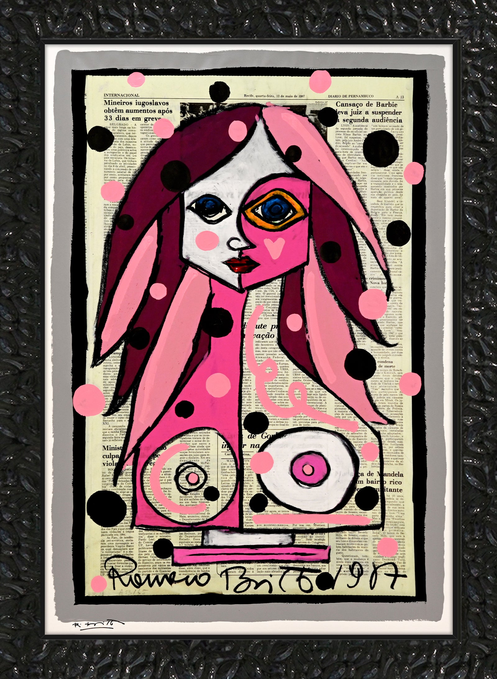 Deep Pink - Mixed Media Original