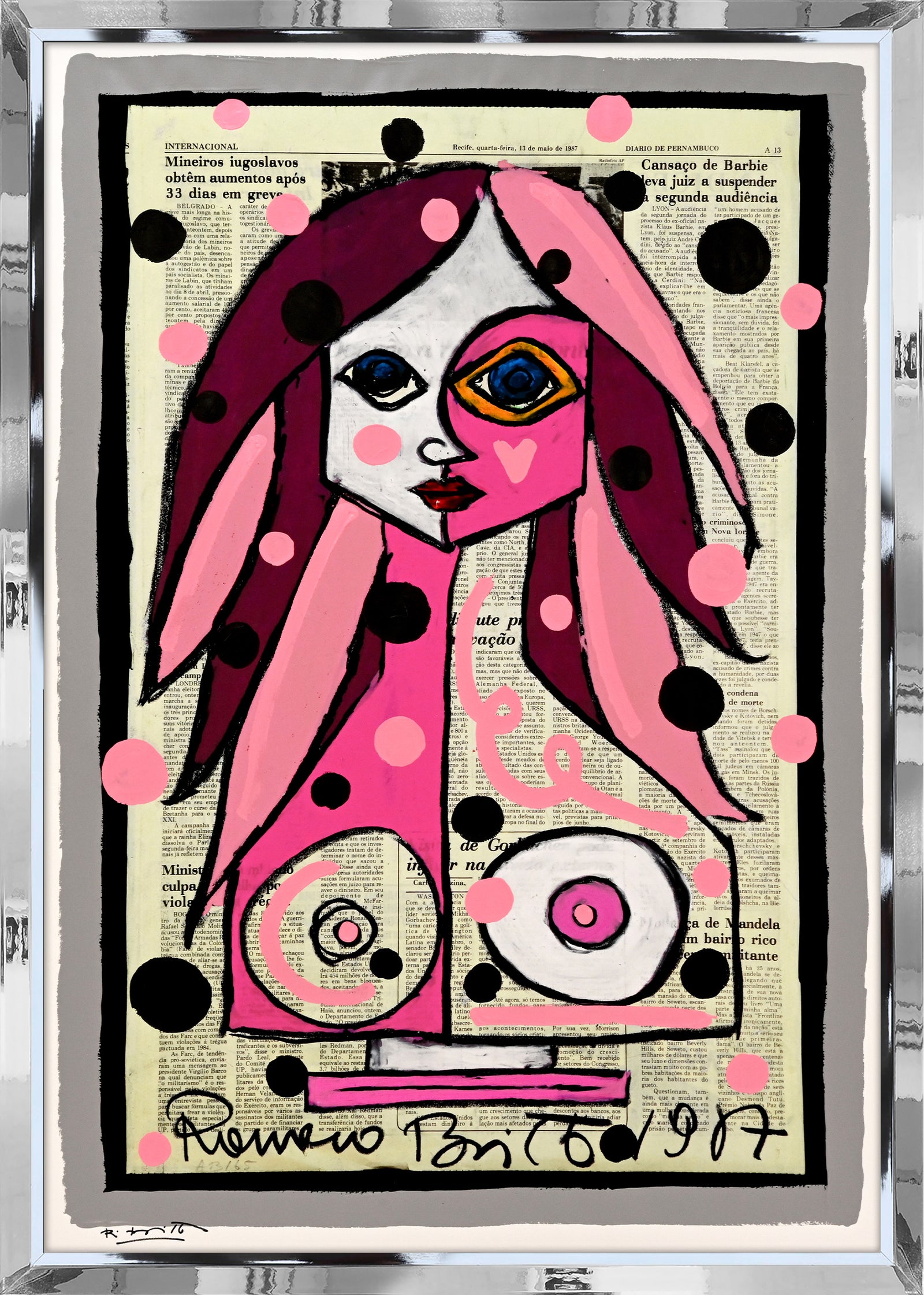 Deep Pink - Mixed Media Original