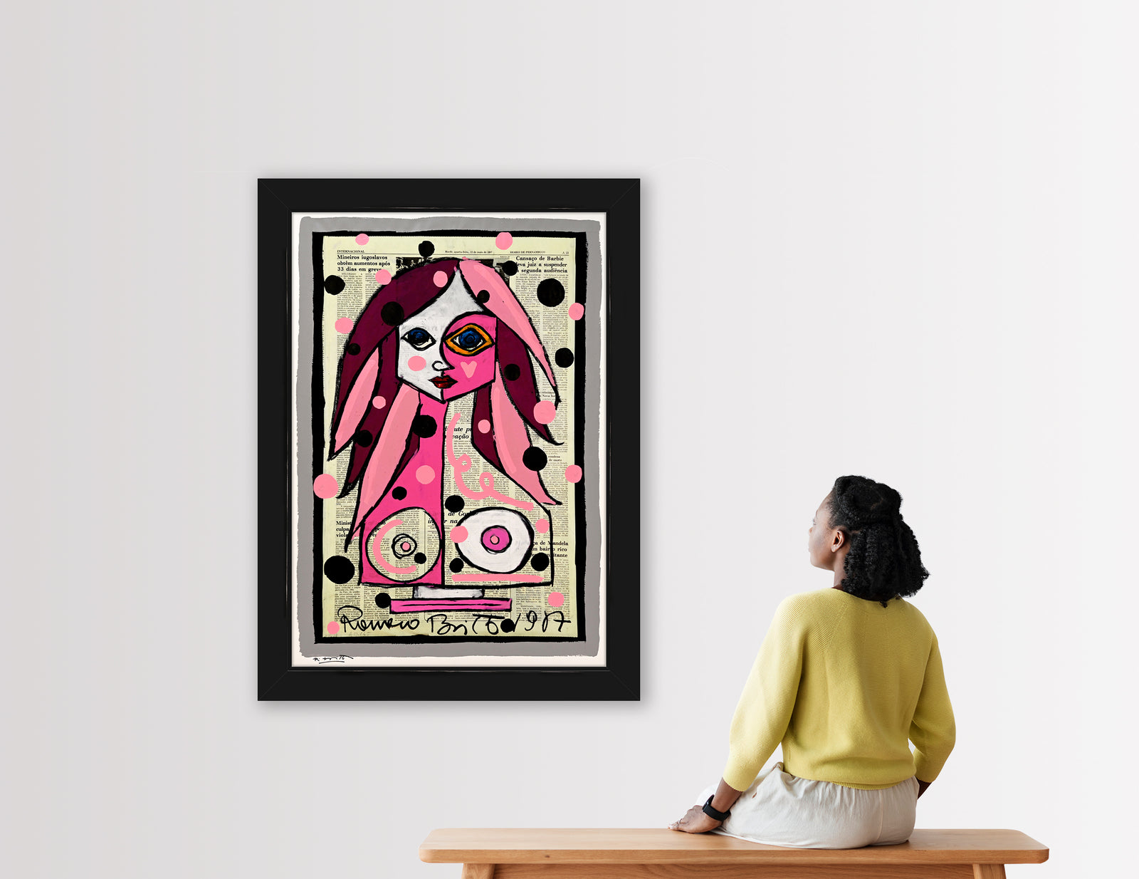 Deep Pink - Mixed Media Original