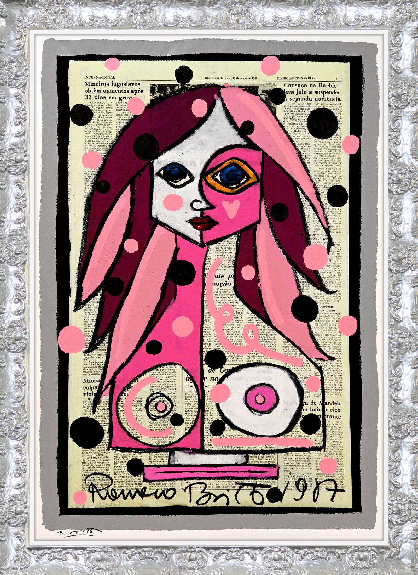 Deep Pink - Mixed Media Original