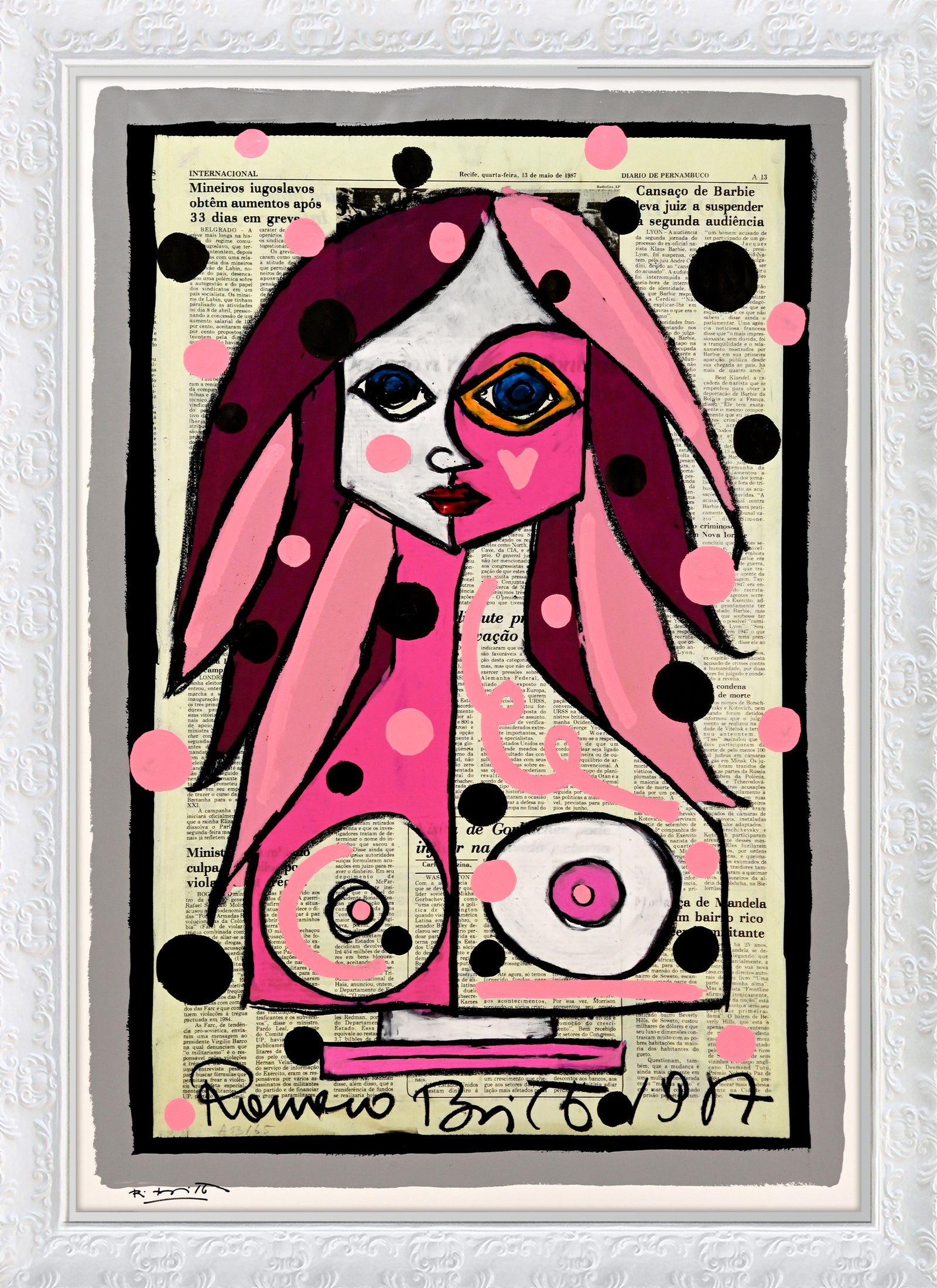 Deep Pink - Mixed Media Original