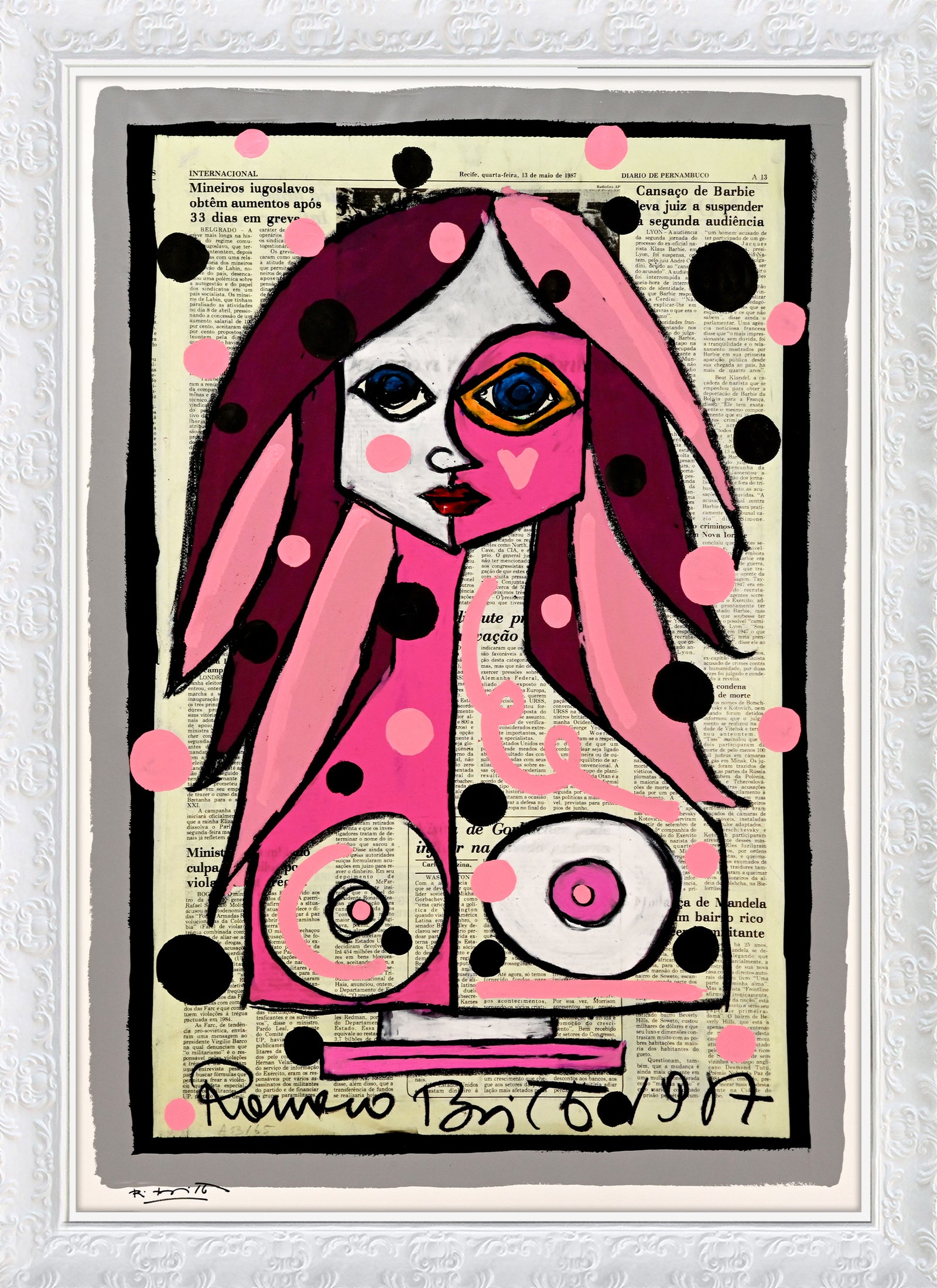 Deep Pink - Mixed Media Original