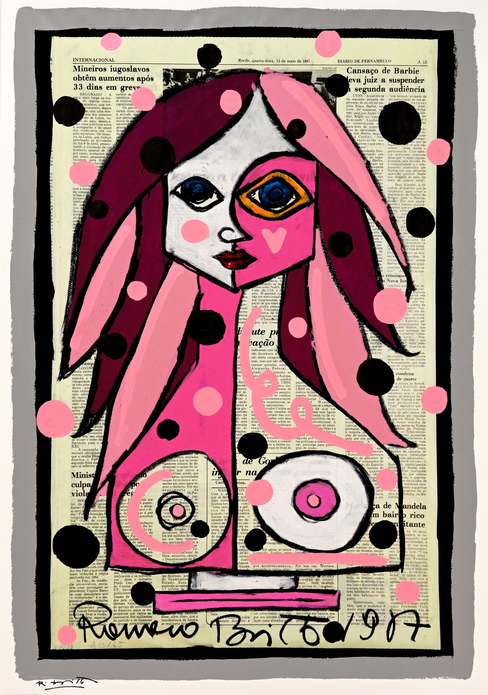 Deep Pink - Mixed Media Original