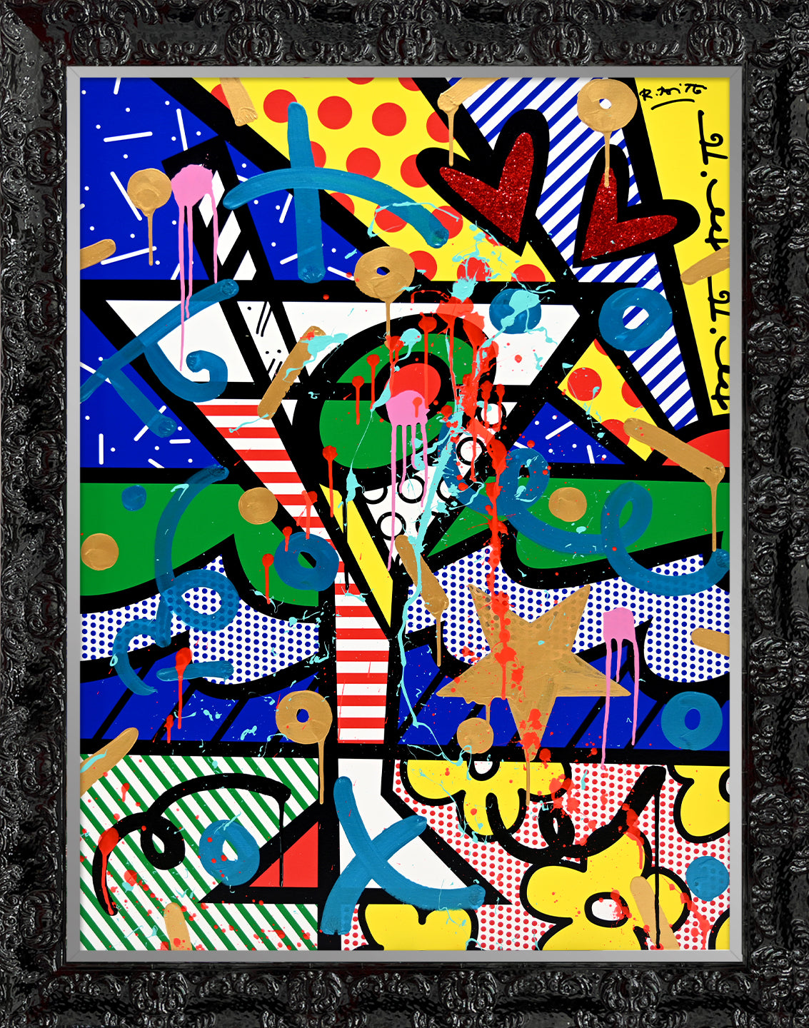 Romero Britto dirty martini mixed media original  colorful pop art design