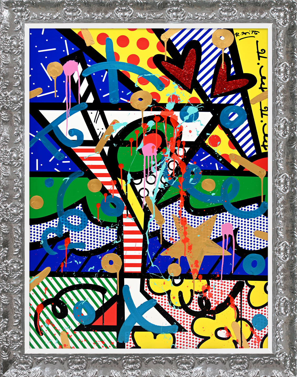 Romero Britto dirty martini mixed media original  colorful pop art design