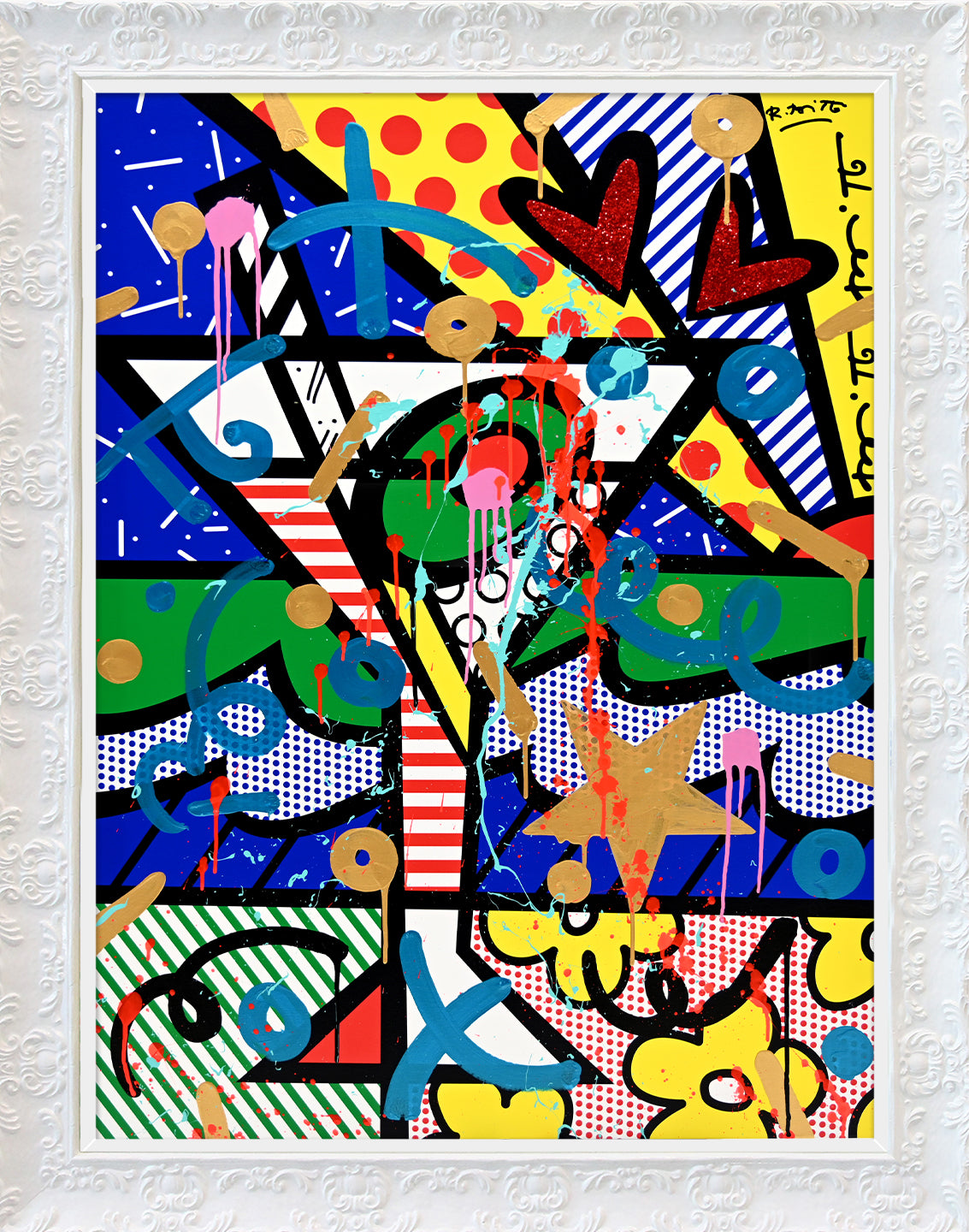 Romero Britto dirty martini mixed media original  colorful pop art design
