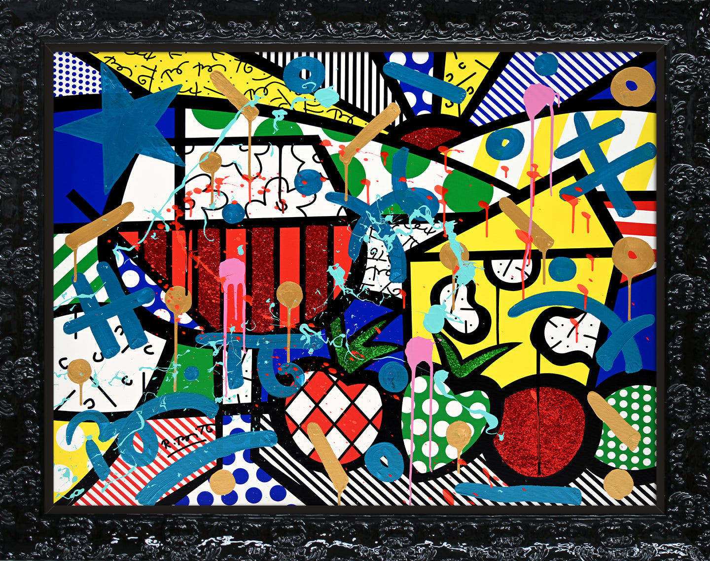 Romero Britto swiss alps mixed media original  colorful pop art design