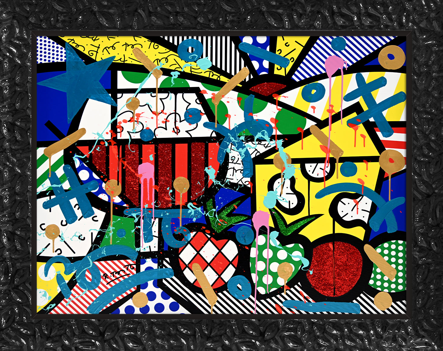 modern pop art swiss alps mixed media original  vibrant home decor