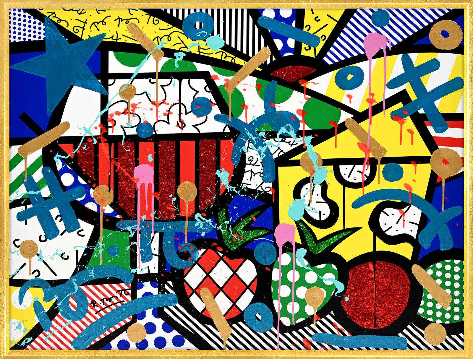 modern pop art swiss alps mixed media original  vibrant home decor