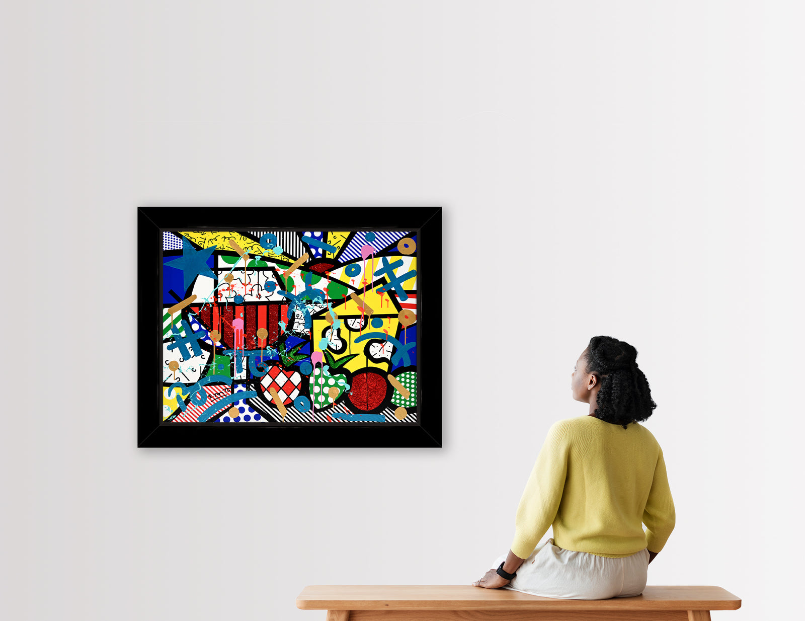 modern pop art swiss alps mixed media original  vibrant home decor