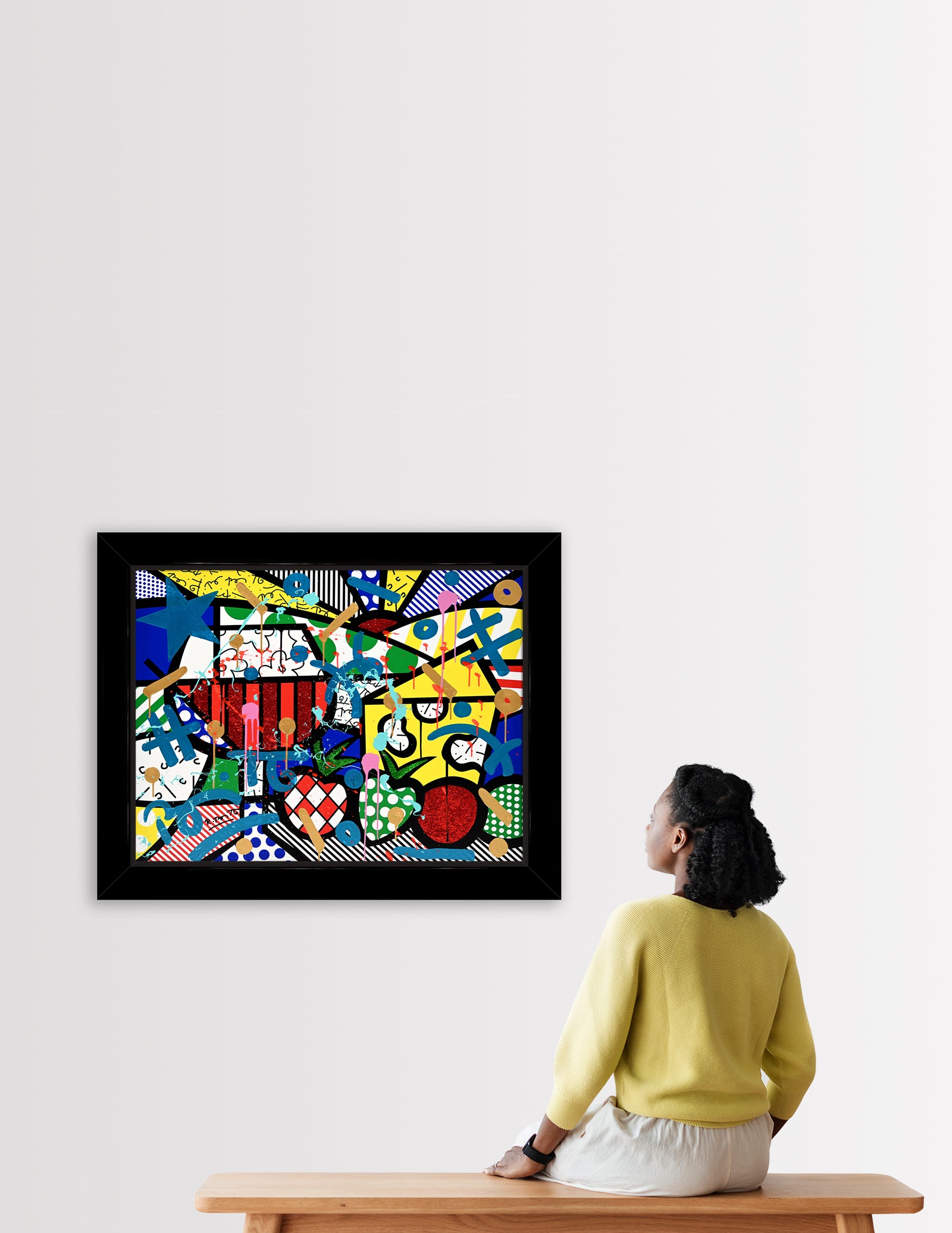 Romero Britto swiss alps mixed media original  contemporary pop art piece