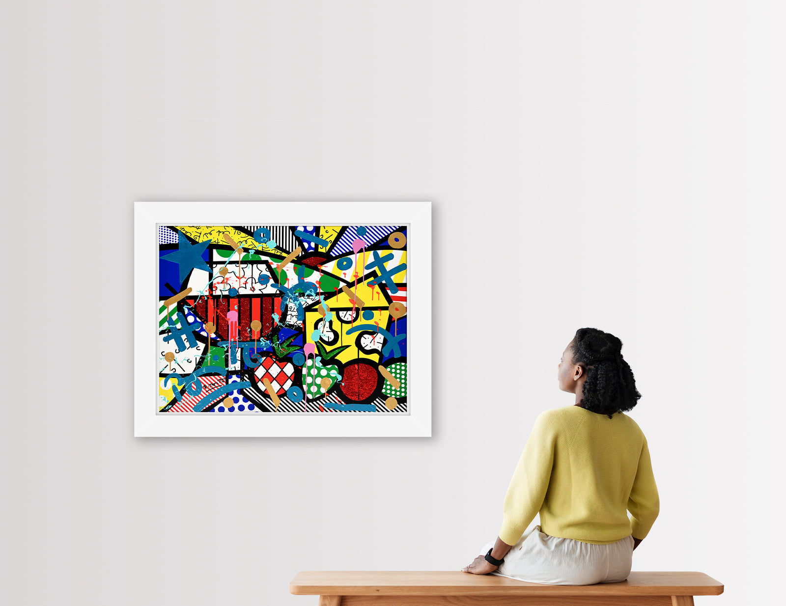 Romero Britto swiss alps mixed media original  colorful pop art design