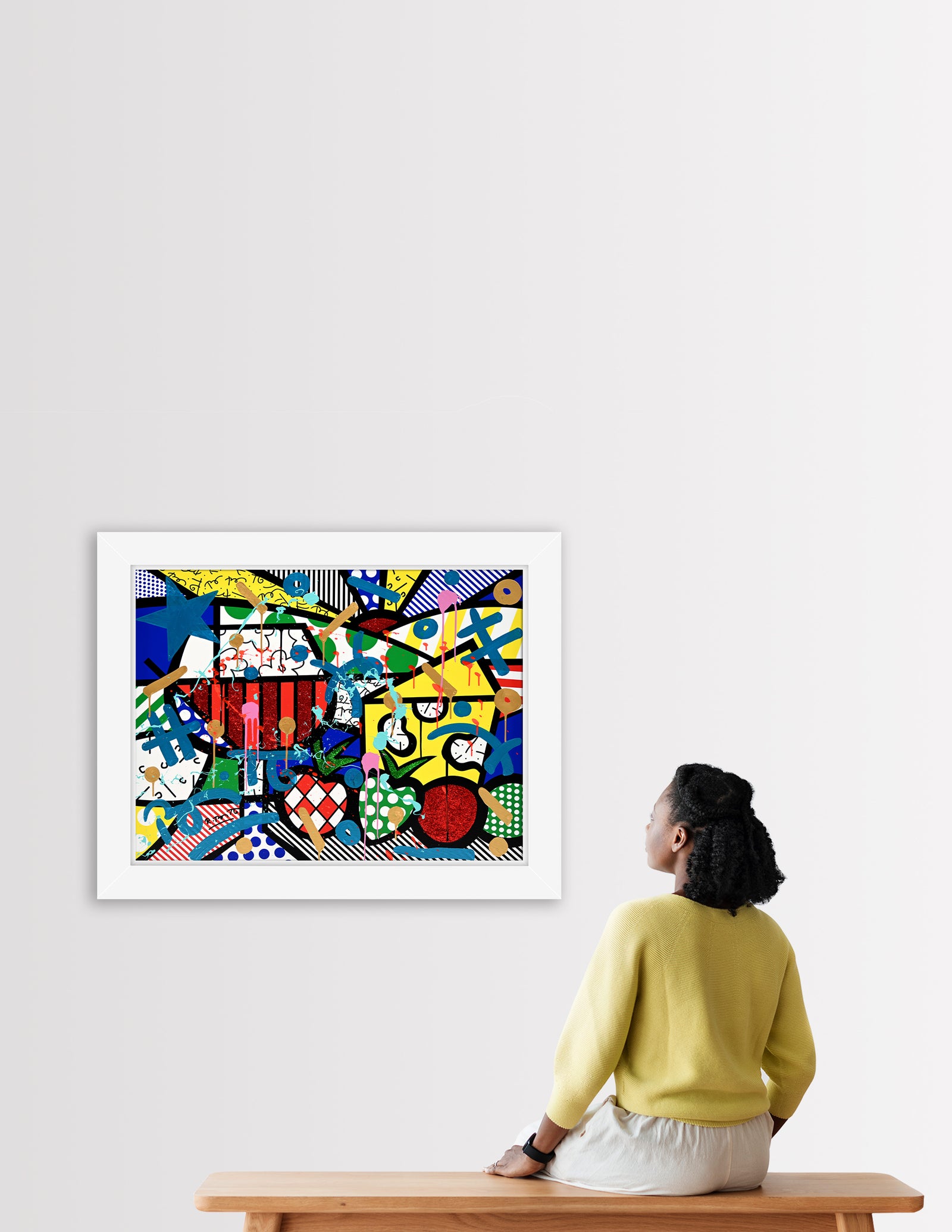 swiss alps mixed media original  artistic colorful design collectible