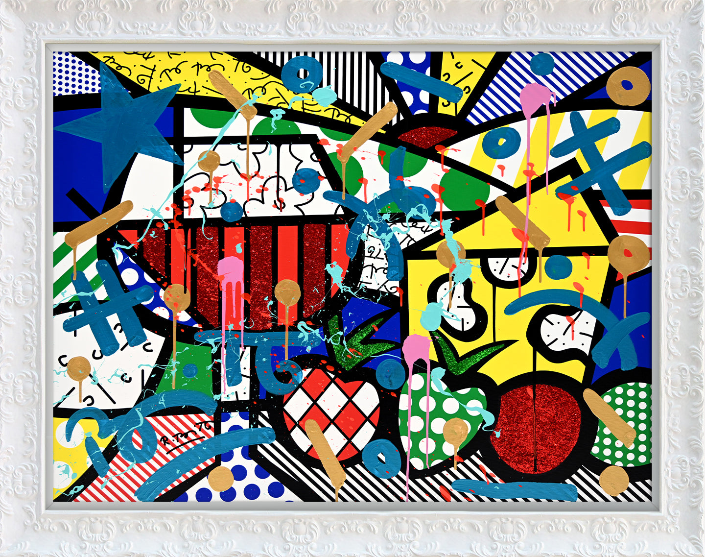 swiss alps mixed media original  artistic colorful design collectible