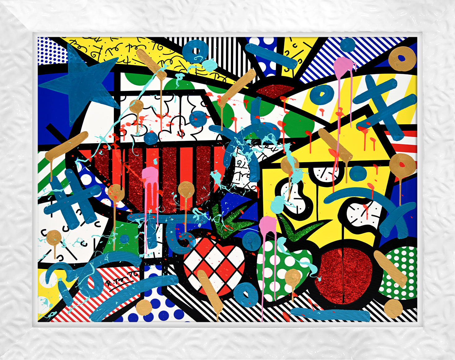 Romero Britto swiss alps mixed media original  colorful pop art design