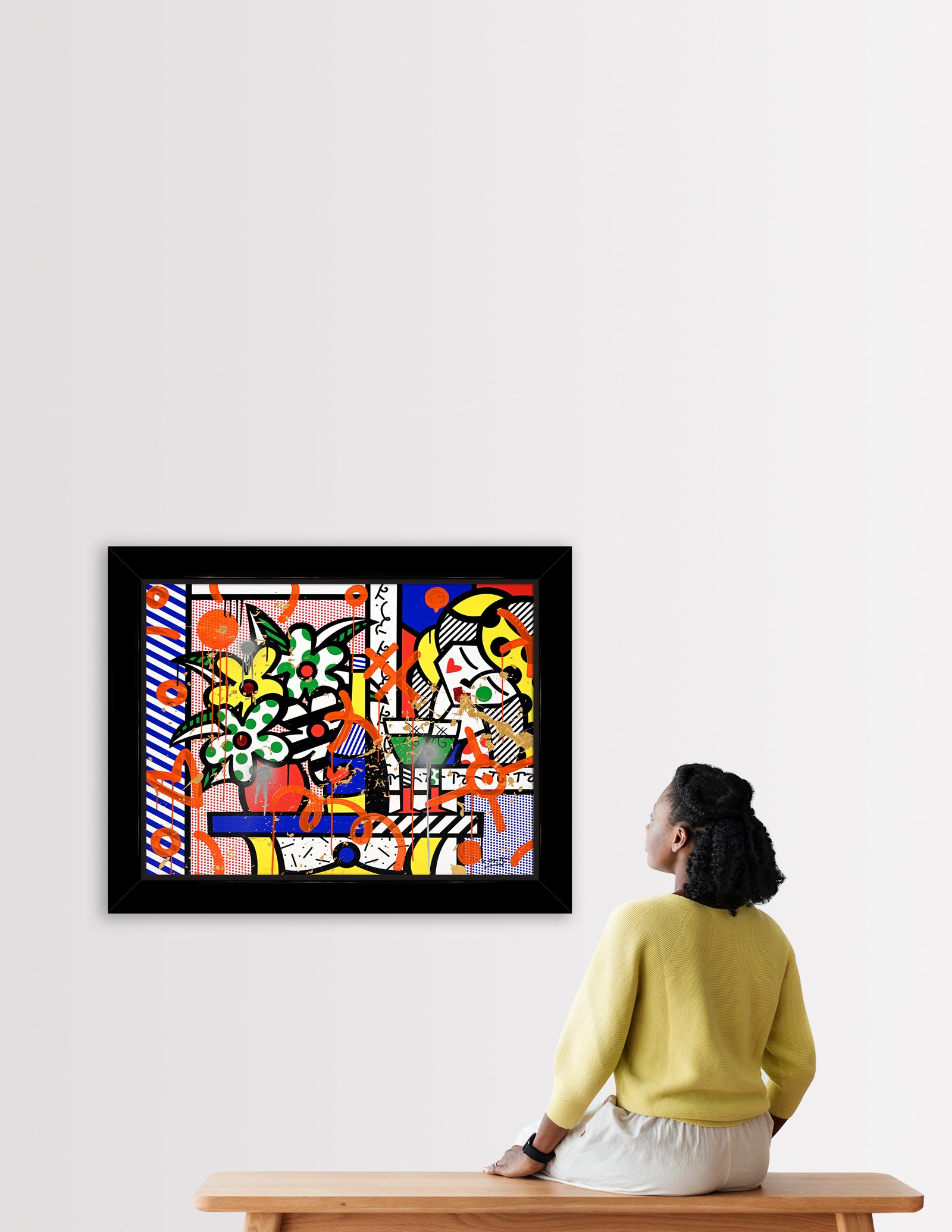 flowers bouquet mixed media original  artistic colorful design collectible