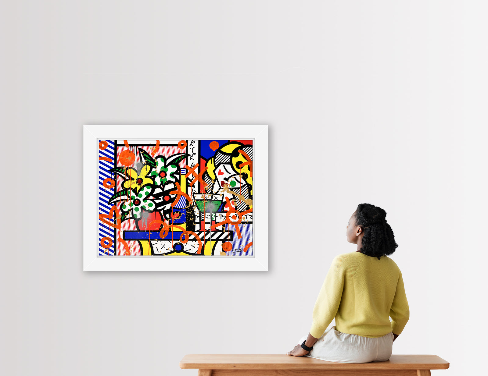 flowers bouquet mixed media original  artistic colorful design collectible