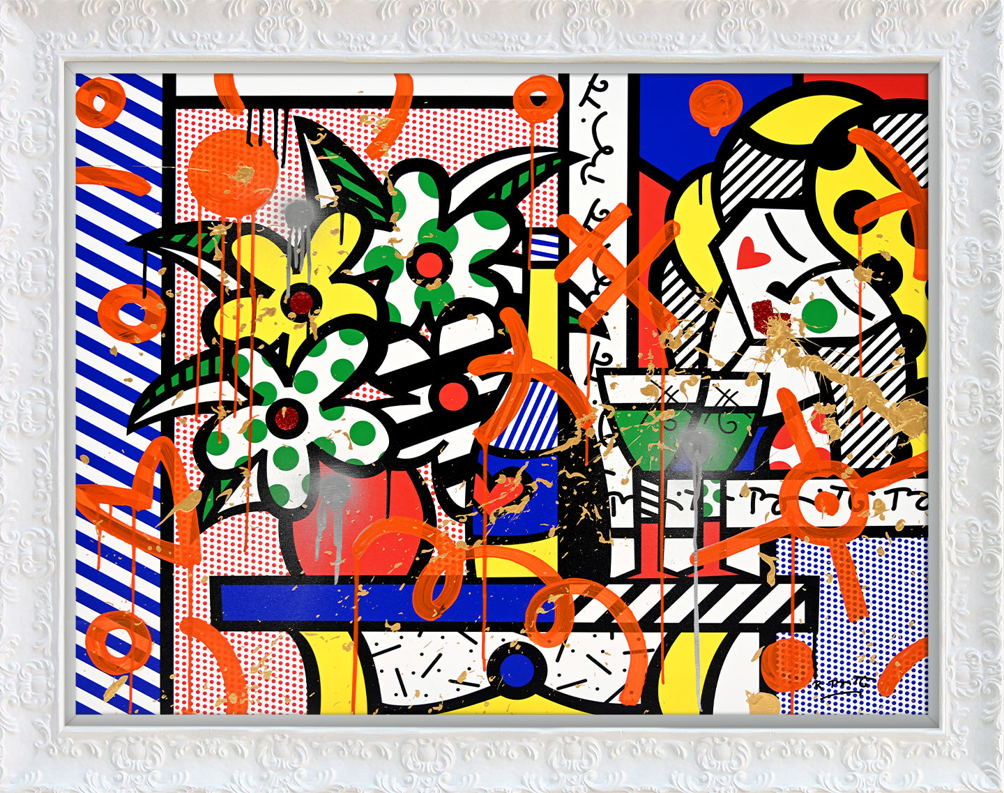 flowers bouquet mixed media original  artistic colorful design collectible