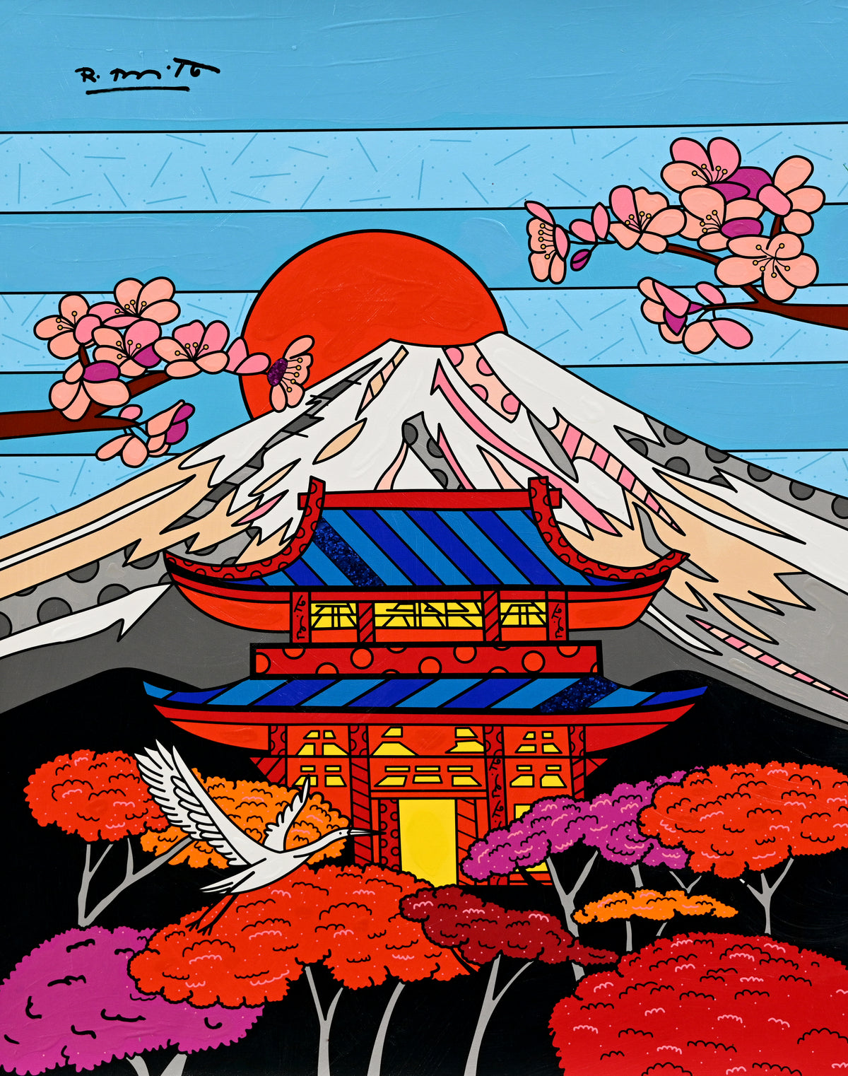 Temple of The Rising Sun - Mixed Media Original