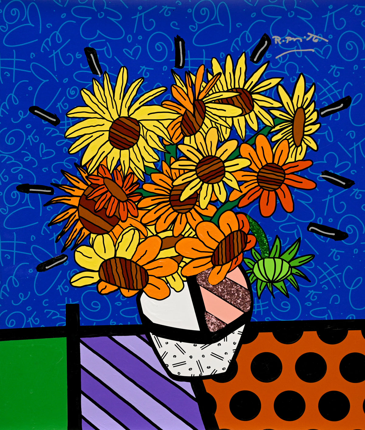 Golden Sunflowers - Mixed Media Original