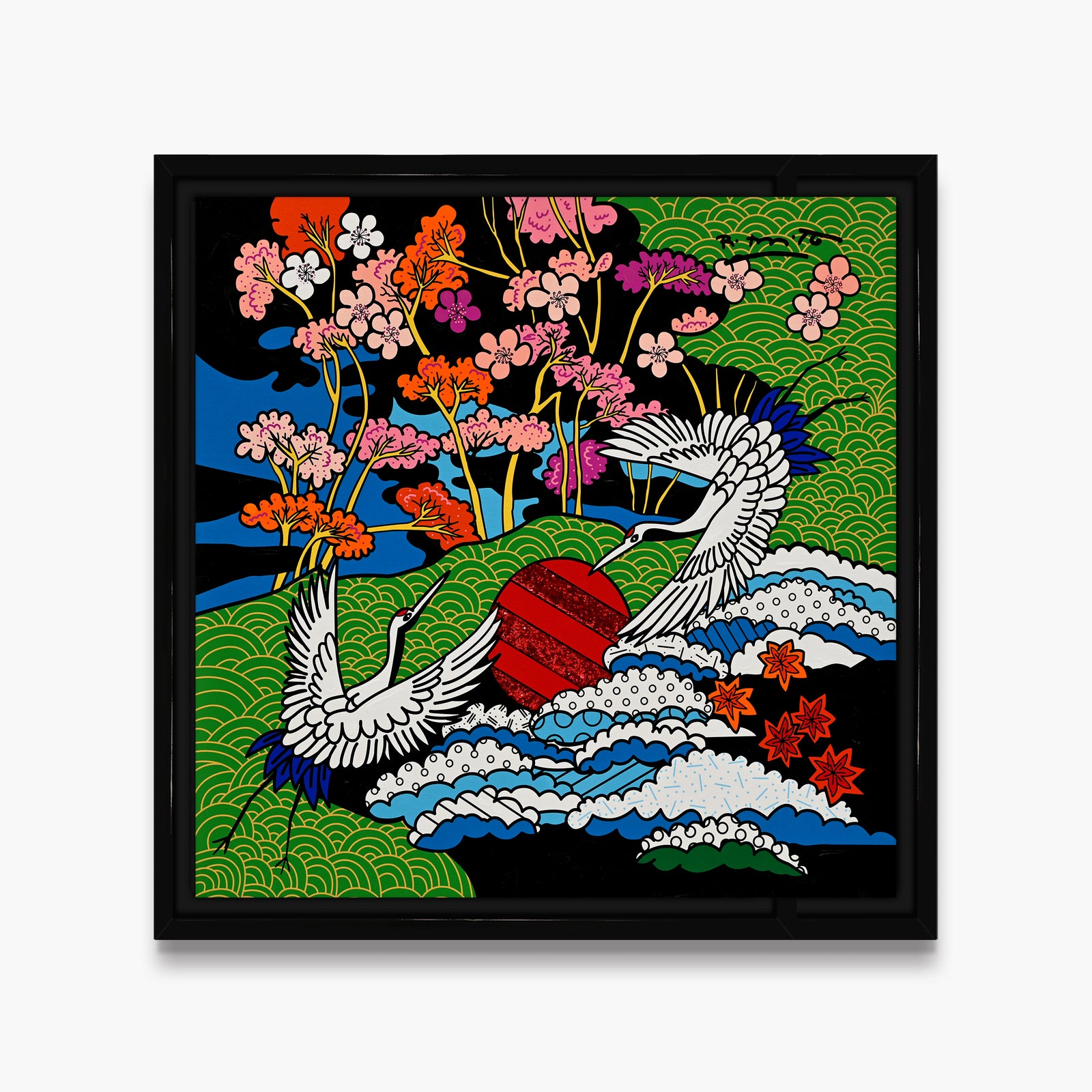 Dance of The White Cranes - Mixed Media Original