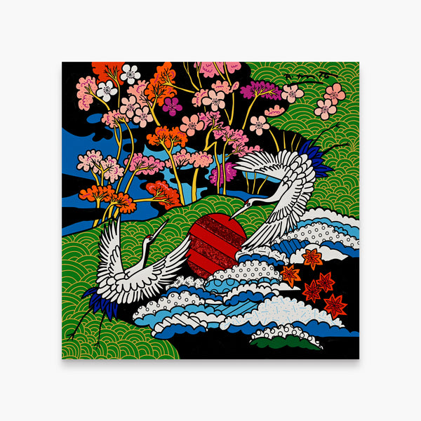 Dance of The White Cranes - Mixed Media Original