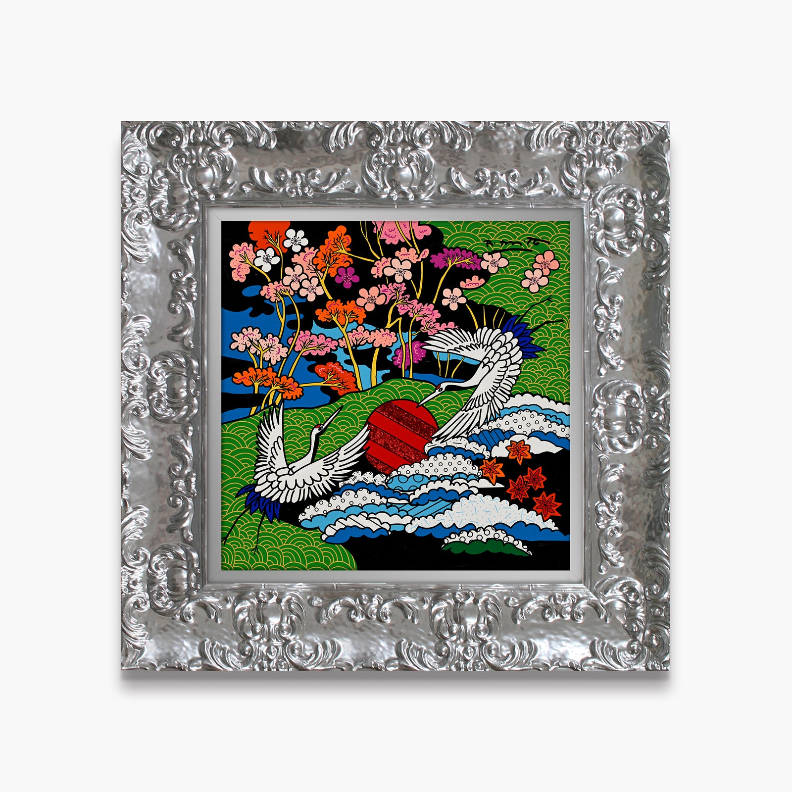 Dance of The White Cranes - Mixed Media Original