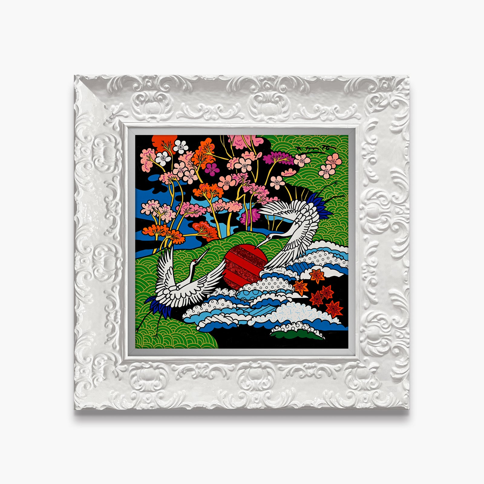 Dance of The White Cranes - Mixed Media Original
