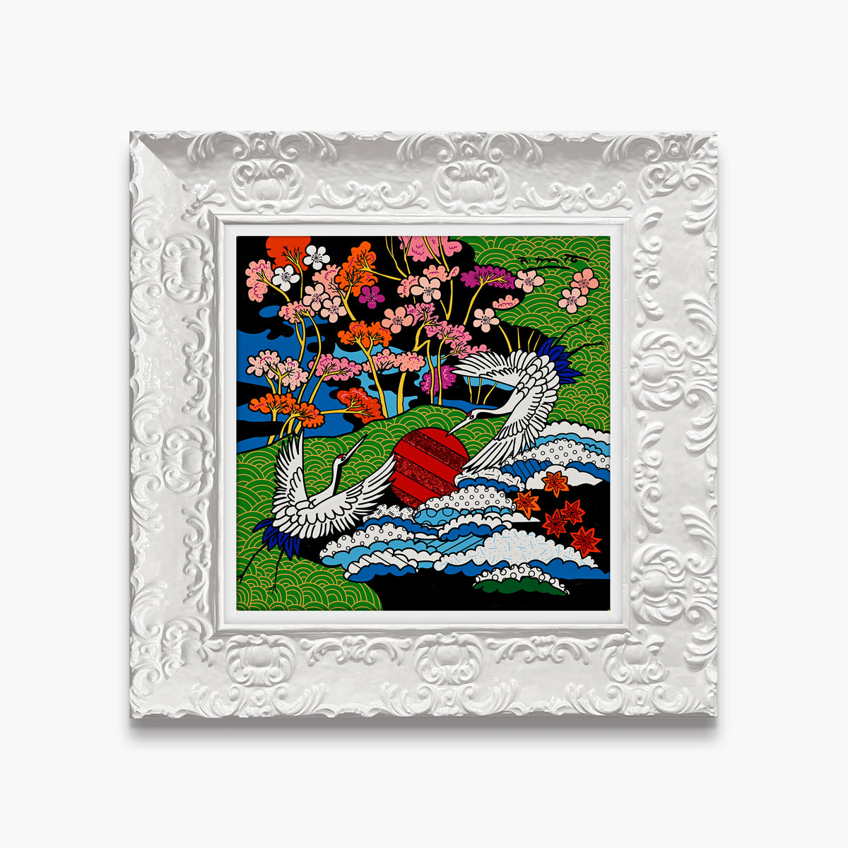 Dance of The White Cranes - Mixed Media Original