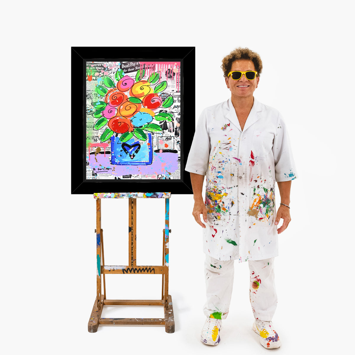 Britto Flowers - Mixed Media Original