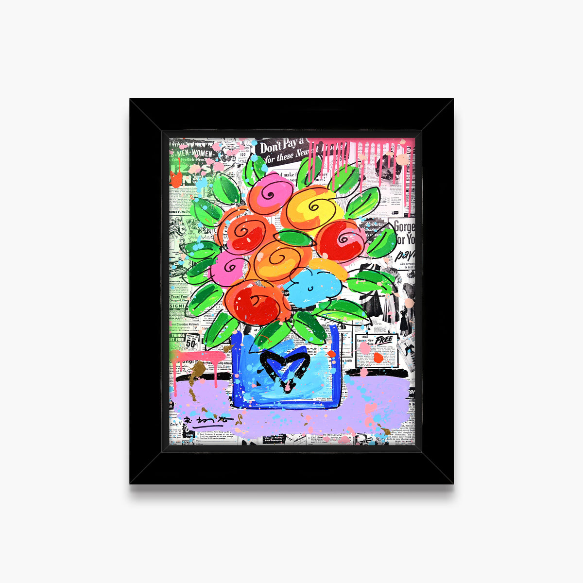 Britto Flowers - Mixed Media Original