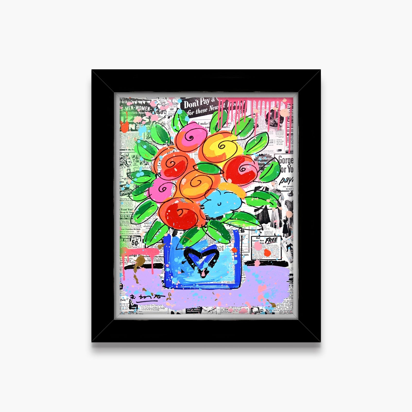 Britto Flowers - Mixed Media Original