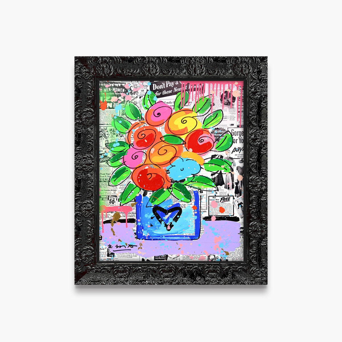 Britto Flowers - Mixed Media Original