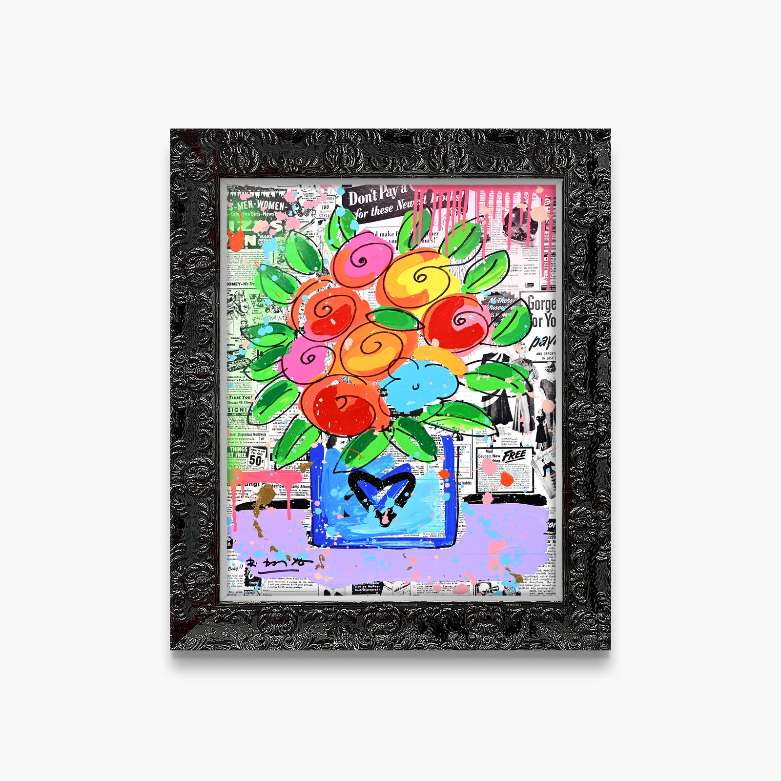 Britto Flowers - Mixed Media Original