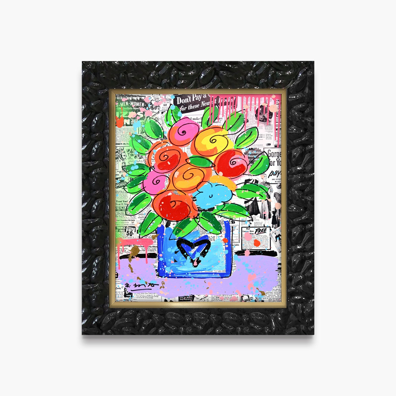 Britto Flowers - Mixed Media Original