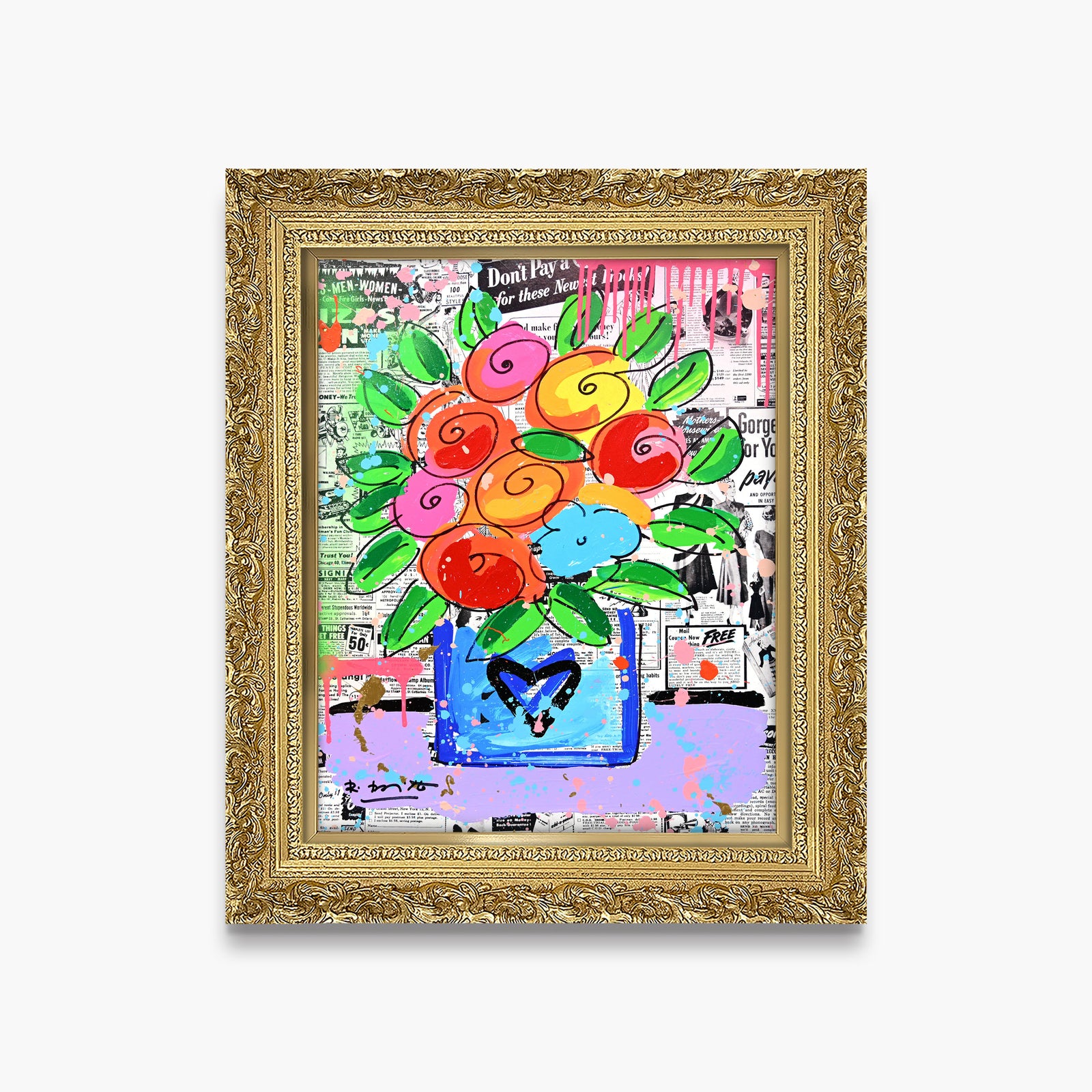 Britto Flowers - Mixed Media Original