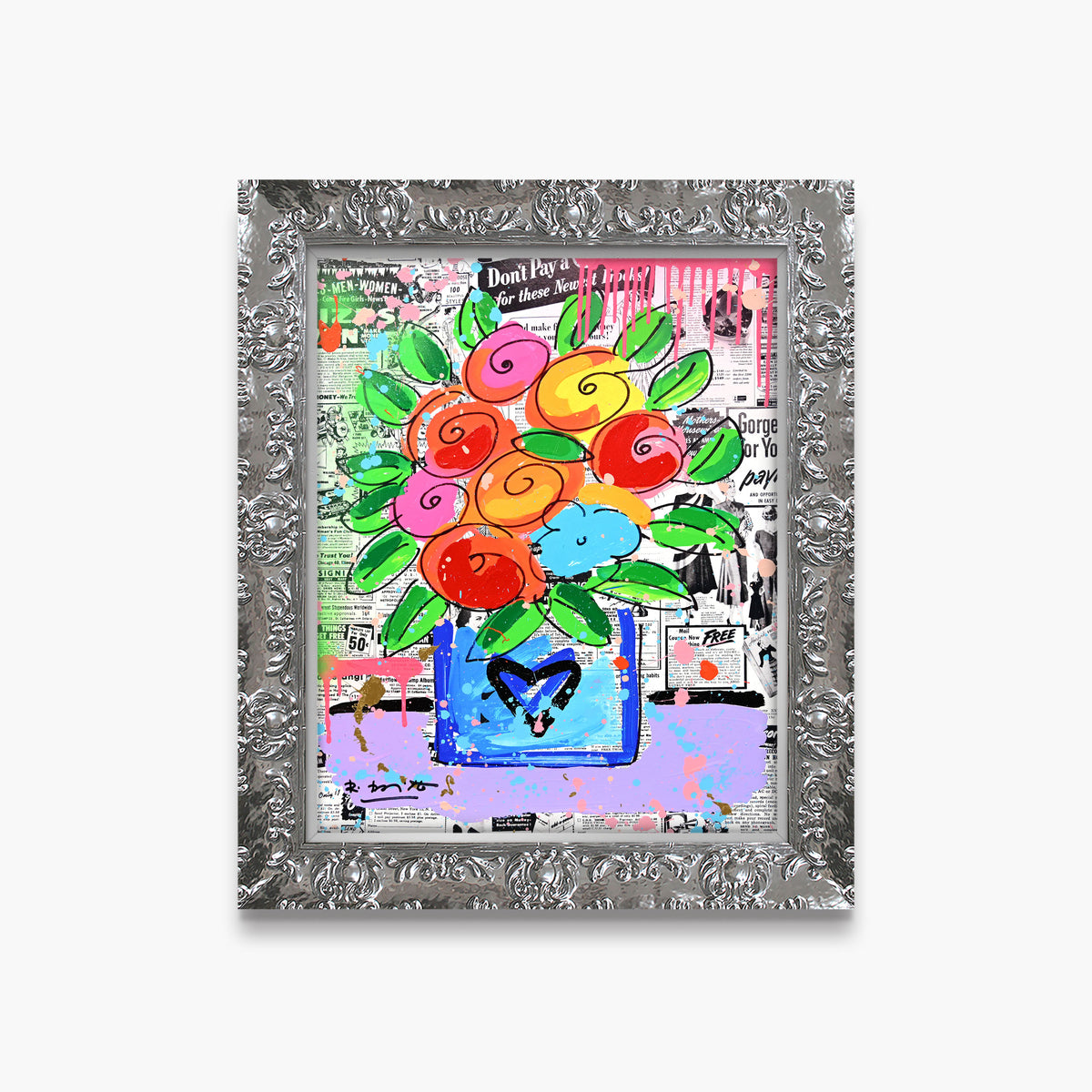 Britto Flowers - Mixed Media Original