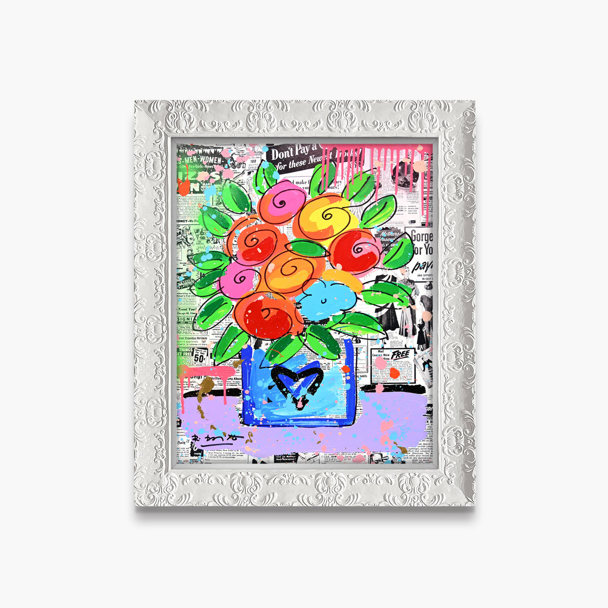 Britto Flowers - Mixed Media Original