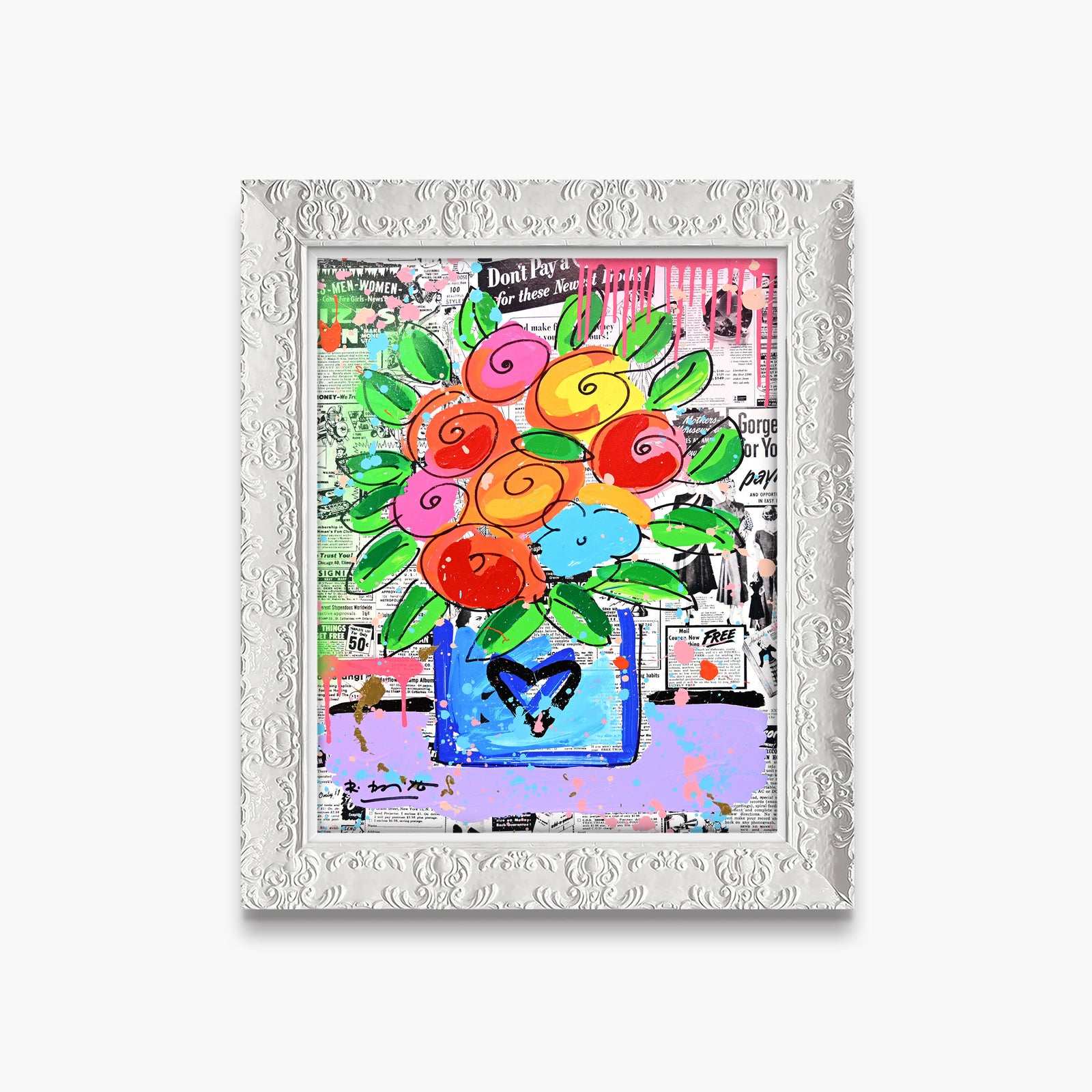Britto Flowers - Mixed Media Original