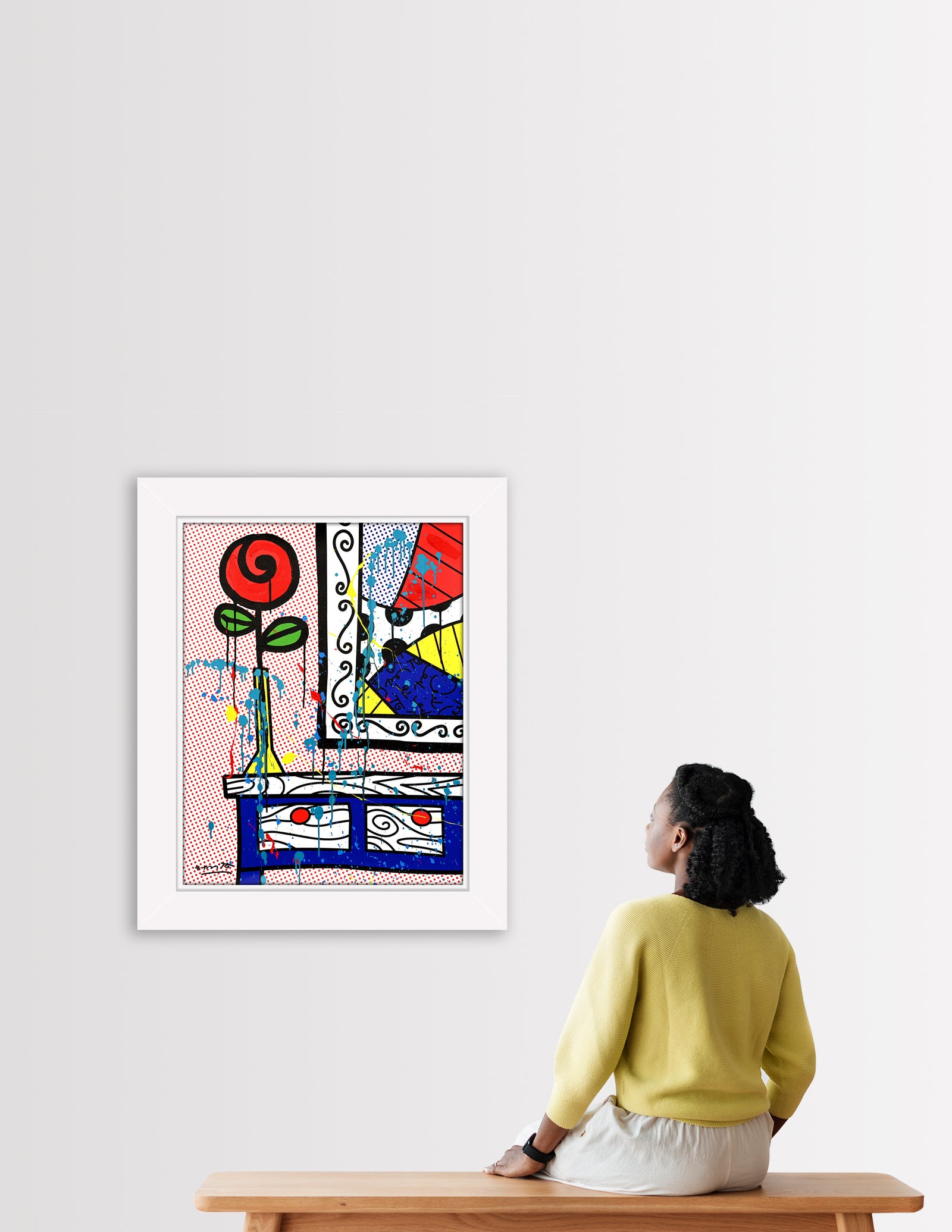 Flower On The Table - Mixed Media Original