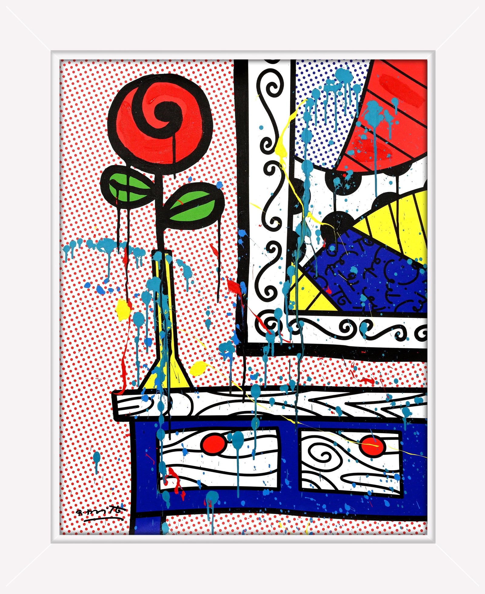 Flower On The Table - Mixed Media Original