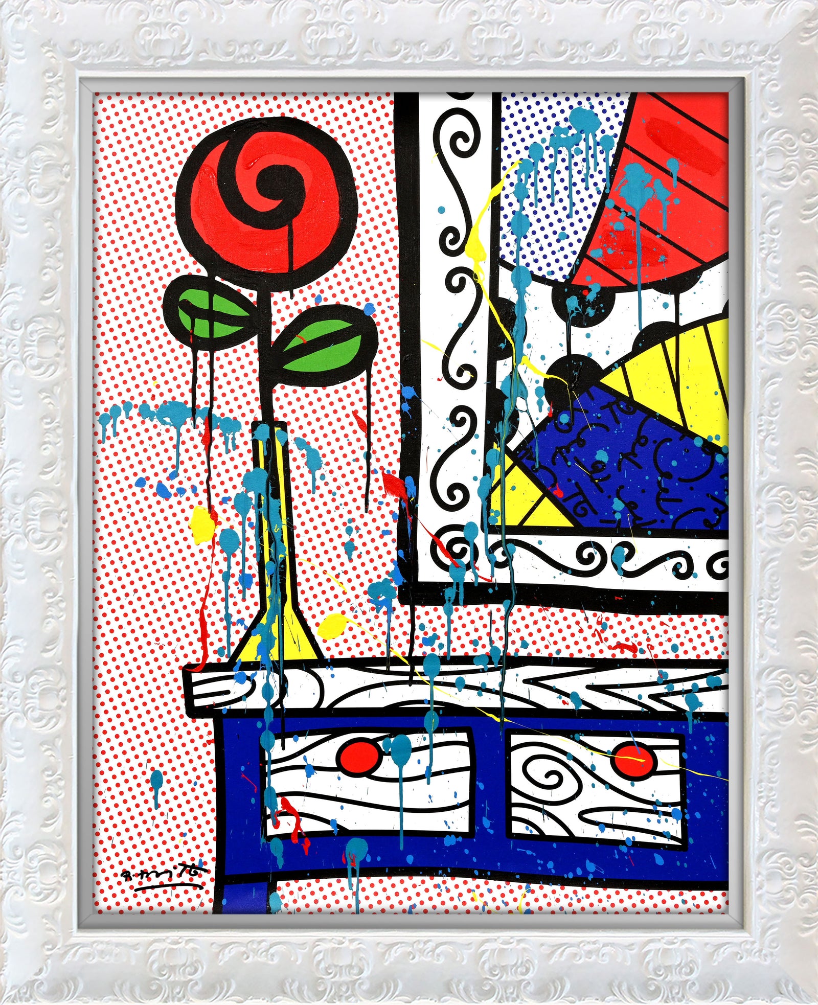 Flower On The Table - Mixed Media Original