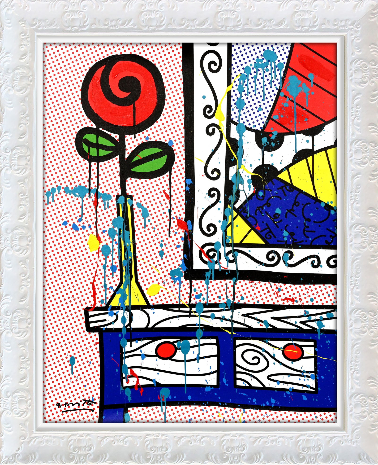 Flower On The Table - Mixed Media Original