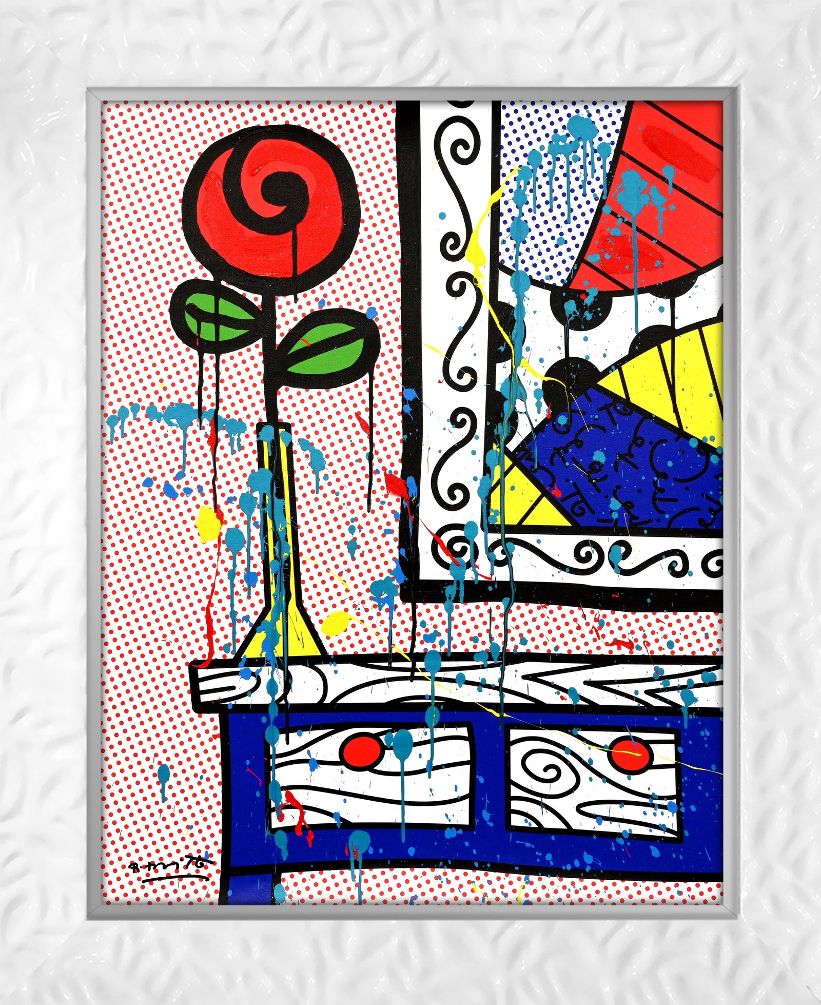 Flower On The Table - Mixed Media Original