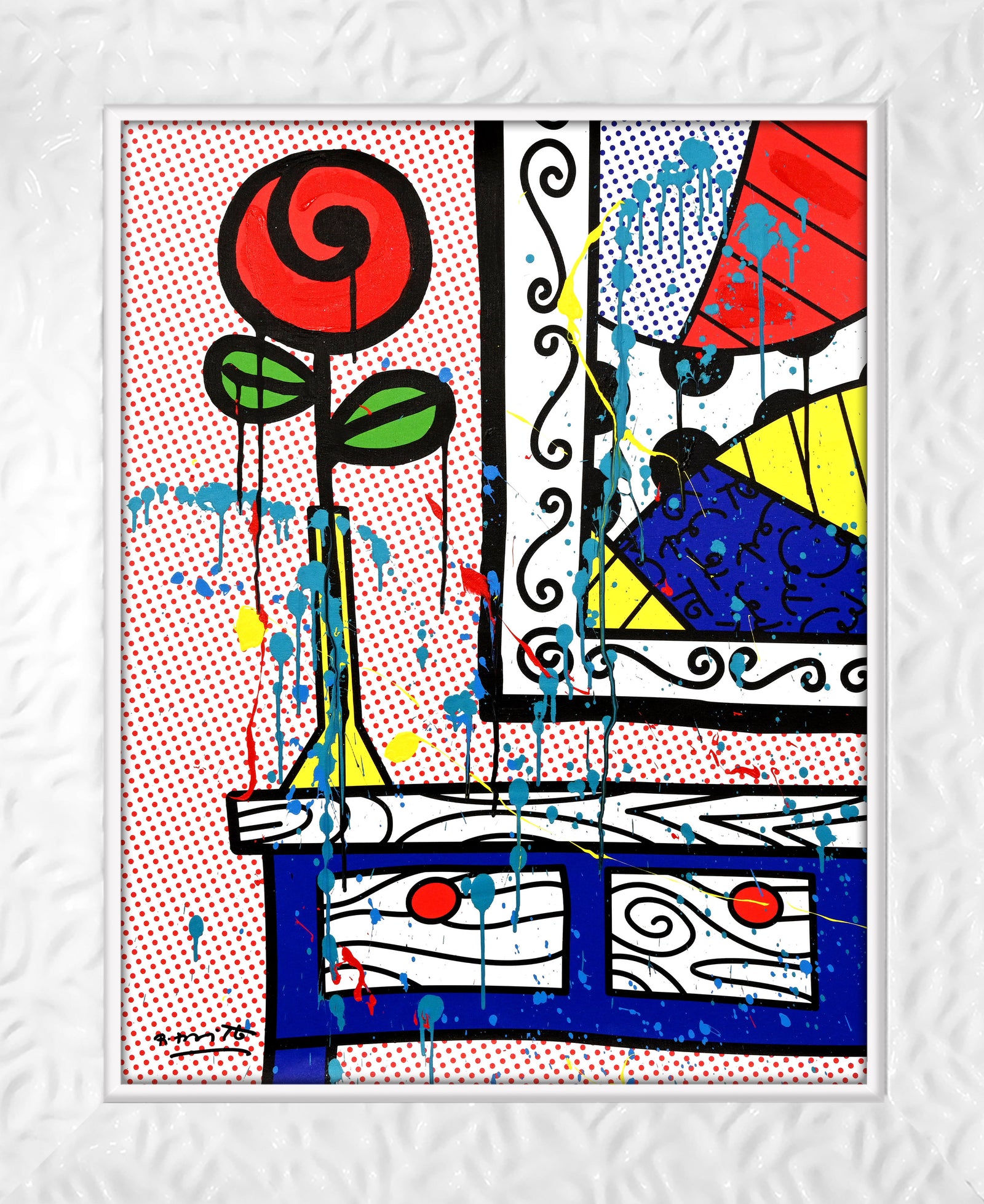 Flower On The Table - Mixed Media Original