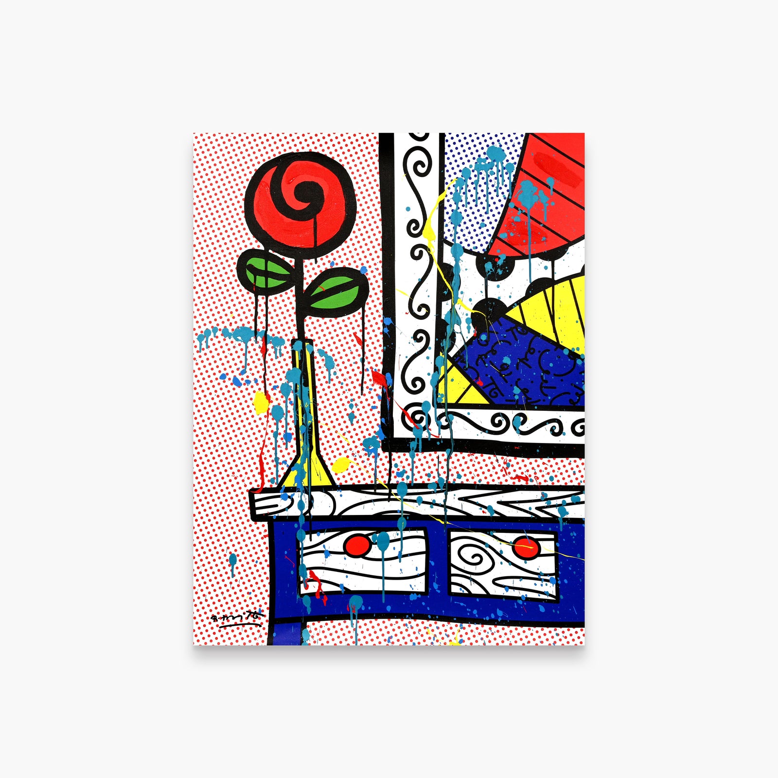 Flower On The Table - Mixed Media Original