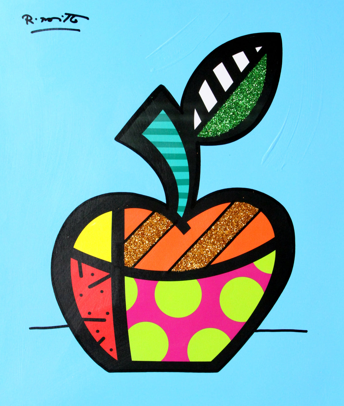 Blue Apple - Mixed Media Original